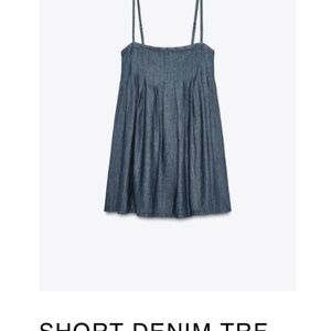 Zara Blue Denim Mini Pleated Dress